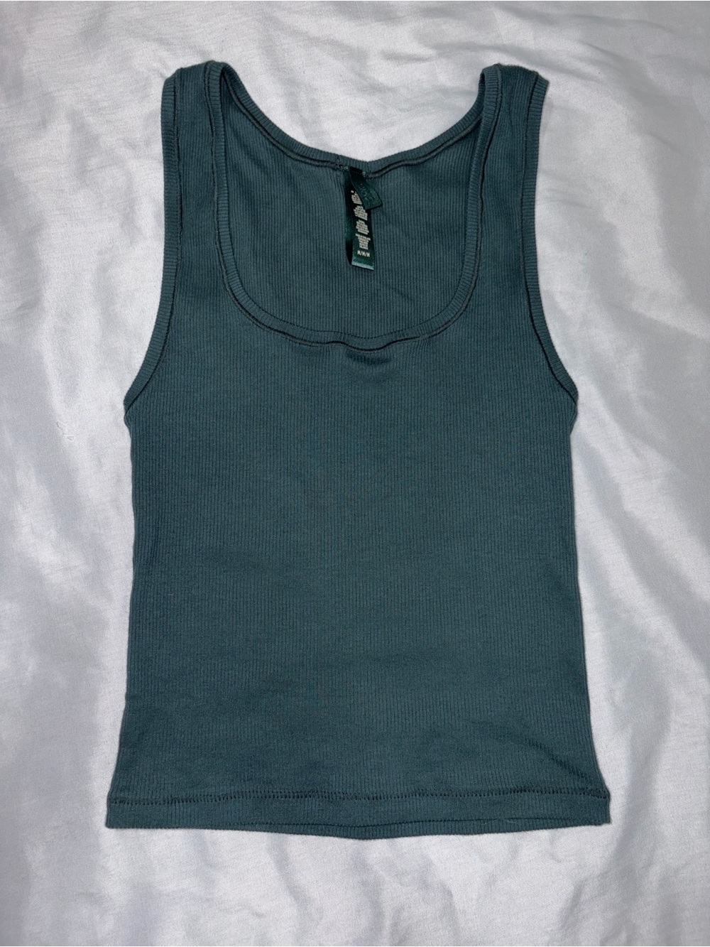 SKIMS Teal Ribbed Scoop Neck Tank